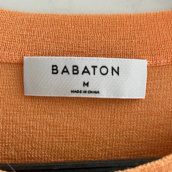 Aritzia Babaton Beck Linen Lg Sleeve Crew Neck Knit Sweater Apricot Ice Sz M NWT - Picture 8 of 11